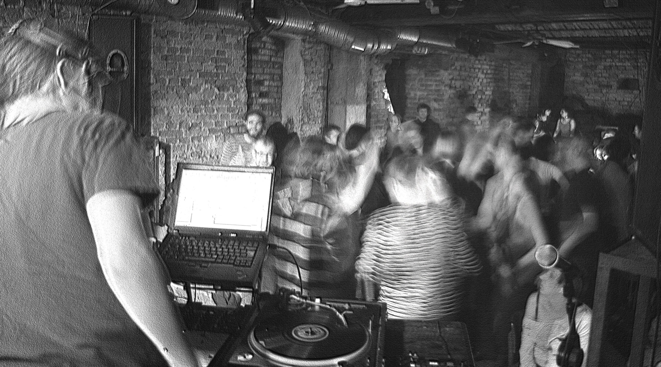 Dancefloor scene (black and white)